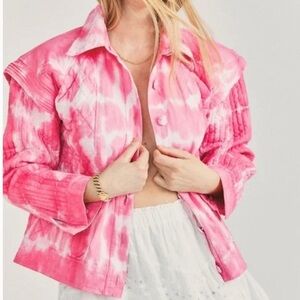 LoveShackFancy Adelade quilted jacket pink tie dye small new without tag coat